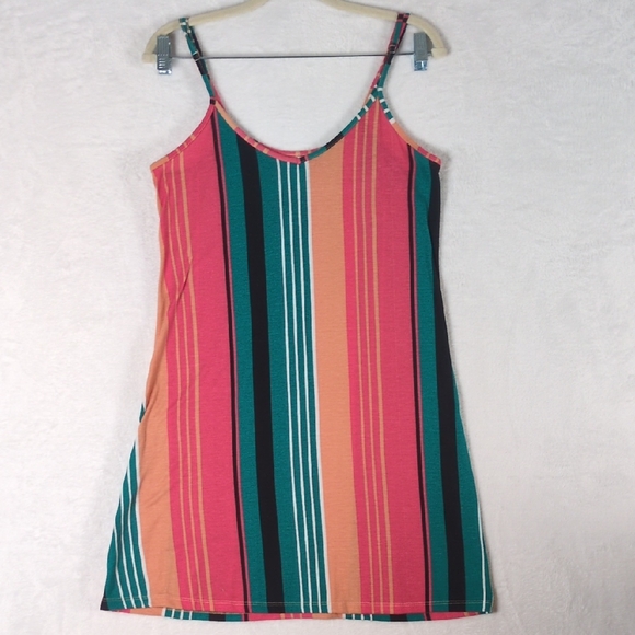 No Boundaries Women's Colorful Striped Sleeveless Mini Dress Size M - Picture 1 of 6